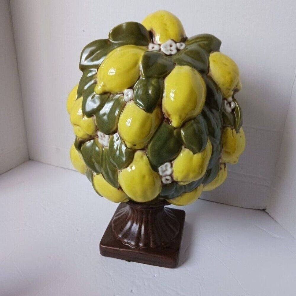 Vintage Italian Ceramic Lemon Tree With Flowers